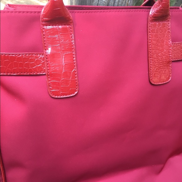 Cherry red  canvas ,Structured handle nylon  vintage nylon  vintage shoulder bag - Picture 8 of 16